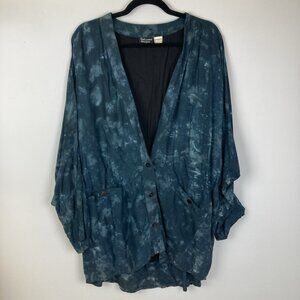 Nativewear Designs Art To Wear Womens Size Small Oversize Tie Dye Shirt Teal